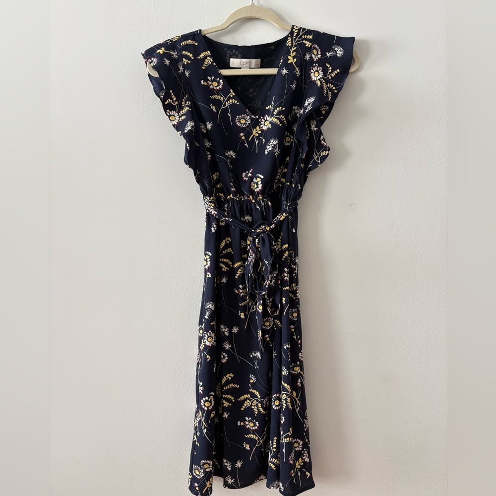 Loft Blue Floral Dress, XXSP